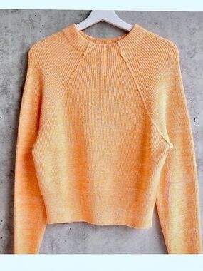 Free People Mock Neck Pullover Sweater Orange Zest Size XS